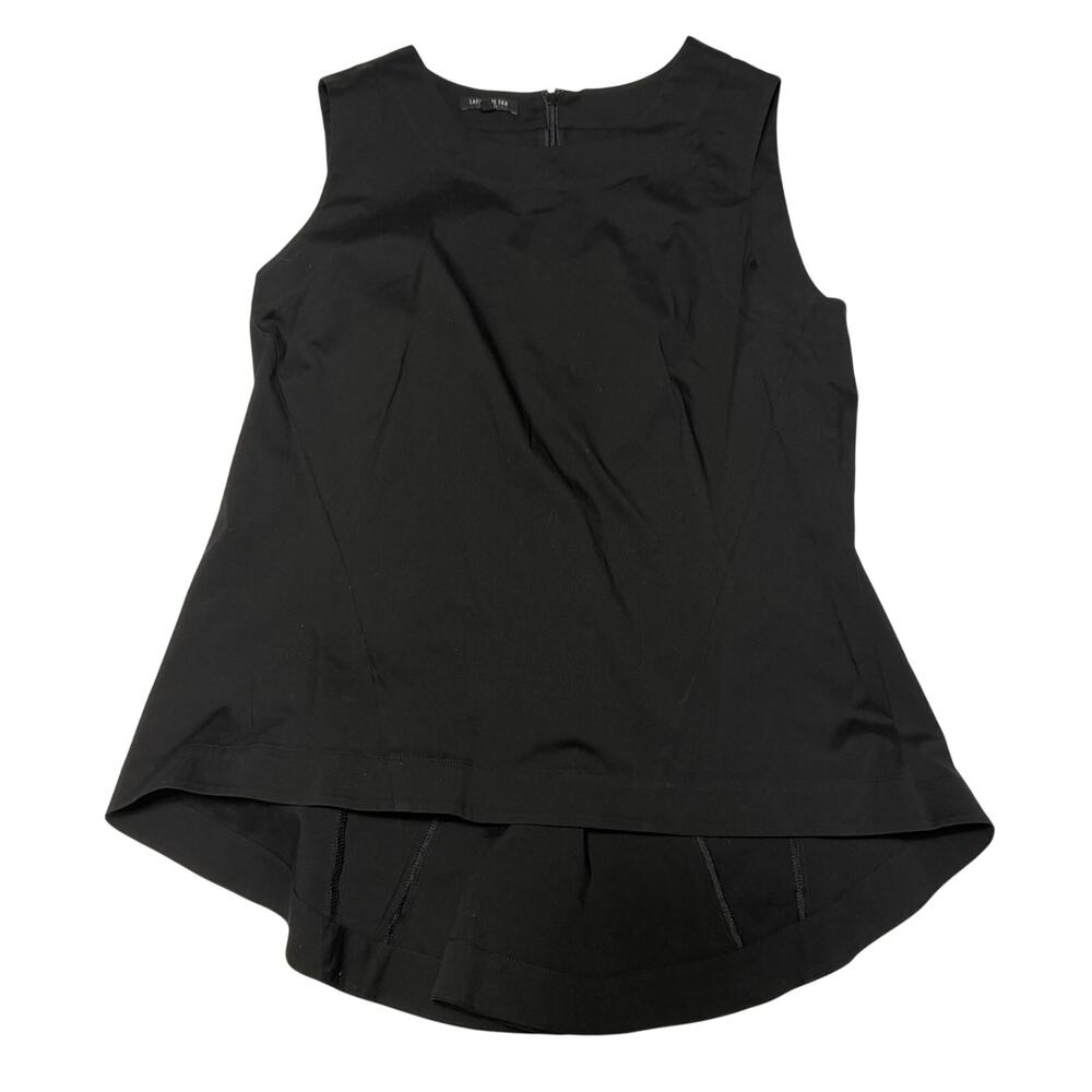 Lafayette 148 New York Sleeveless High-low Black Top Cotton Blend size 10